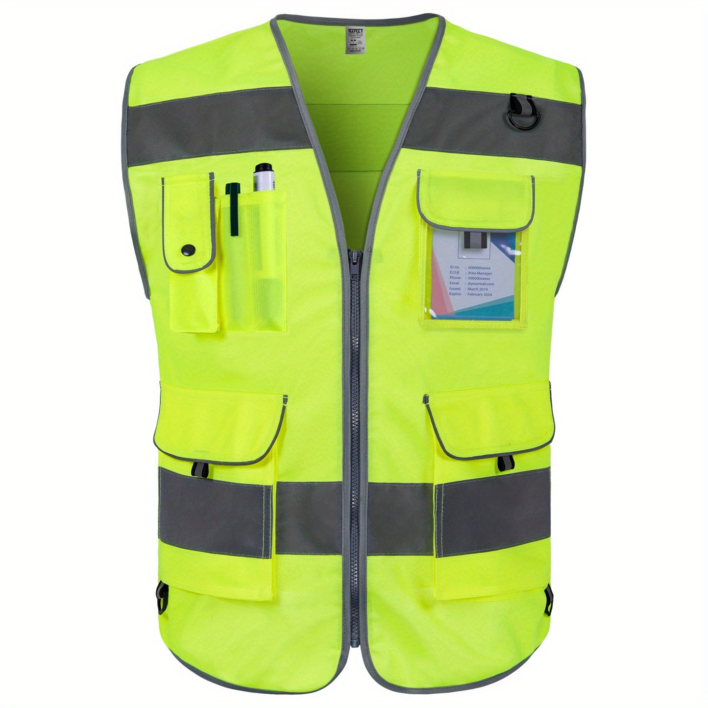 High Visibility Safety Vest with 9 Pockets for Men and Women - Premium 120g Fabric with Reinforced Sewing - Ideal for Construction, Surveyors, Drivers, and Warehouse Workers - Meets ANSI/ISEA Standards - Yellow