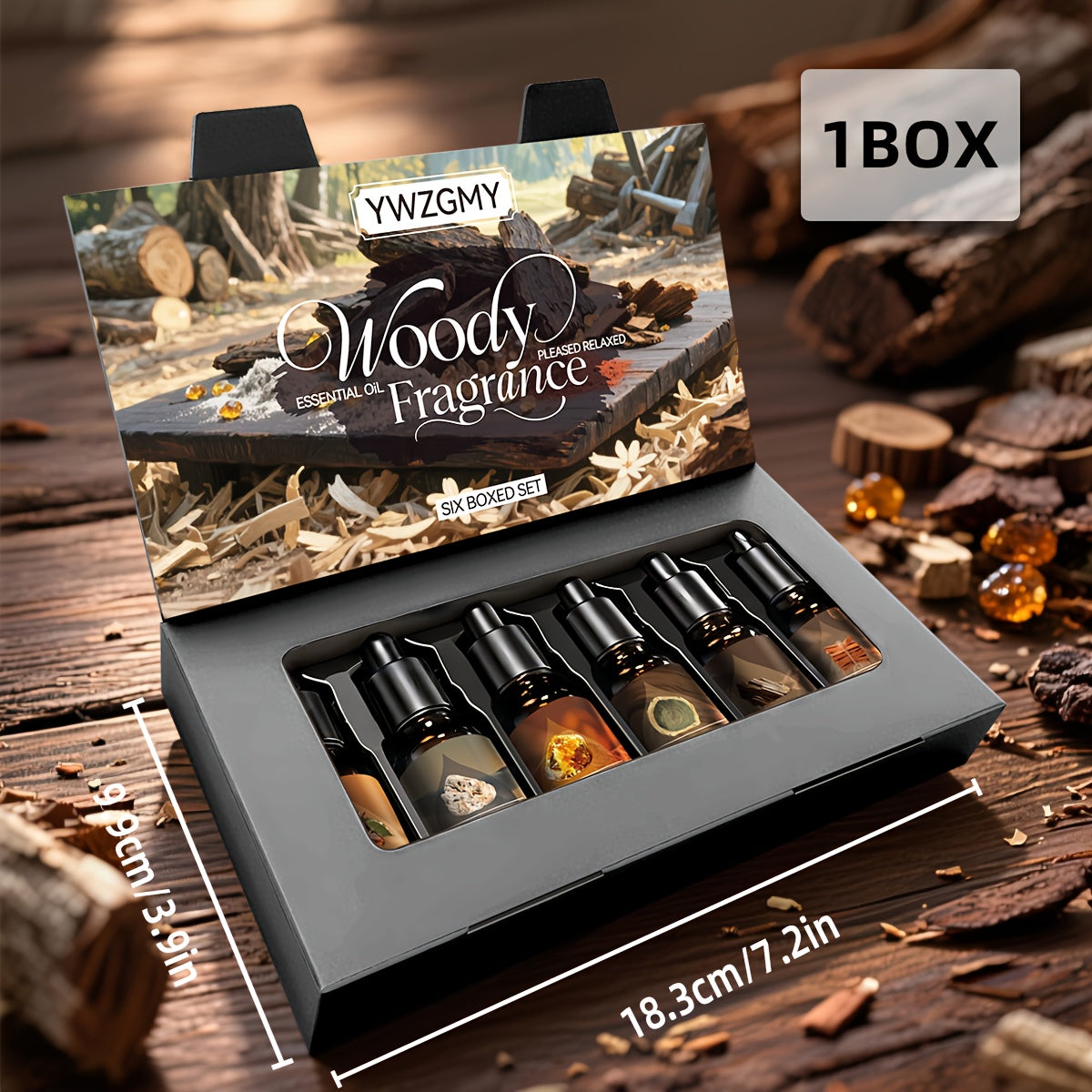 YWZGMY 6-Bottle Woody Fragrance Series Essential Oil Set, 10ml Each, Agarwood Musk Ambra Guaiacum Supplement Liquid for Candles Diffuser Stones Humidifier Halloween Gift Car Air Freshener Party Home Decor