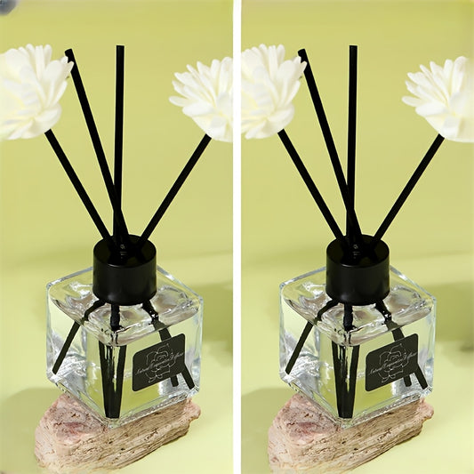 2pcs Elegant Glass Air Freshener Diffusers with Reeds, Multiple Fragrance Options - Essential Oils & Aromatherapy, Transparent Design for Home & Office, Aromatherapy Diffusers | Elegant Glass Diffuser | Transparent Design, Air Freshener Diffuser