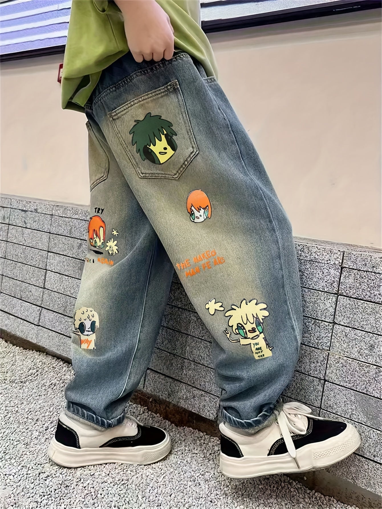 Boys' Jeans - Non-Stretchy Casual Pants with Pocket Details, Loose Fit for Everyday & Formal Wear - Spring/Fall Everyday Pants for Kids (Easy Care), Spring Fall Clothing, Playful Graphic Jeans, Durable Kids Clothing, Perfect for Outdoor