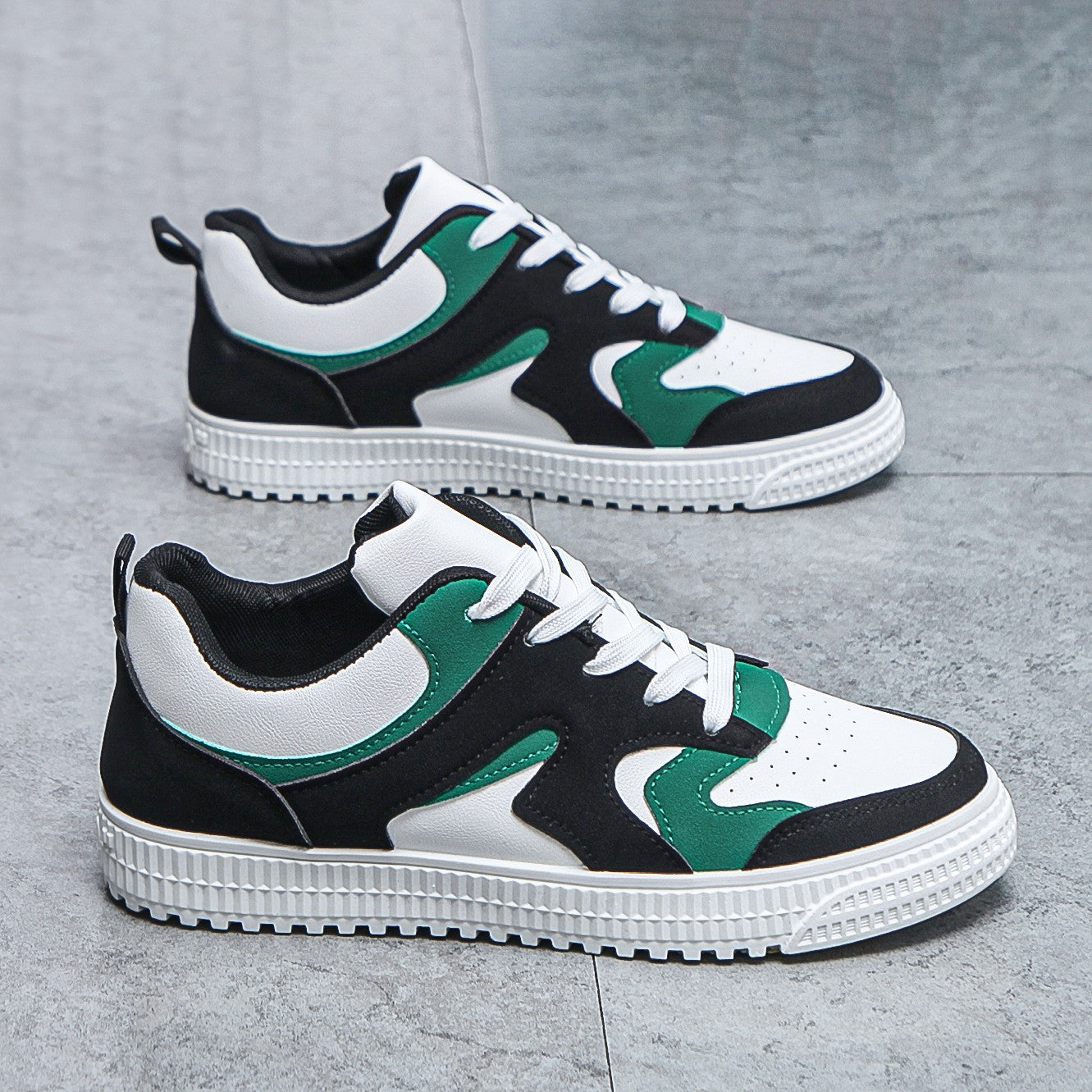Women's Fashion Color Block Sneakers, Casual Faux Leather Lace Up Low Top Shoes, Lightweight Student Shoes plus size, men & women, unisex