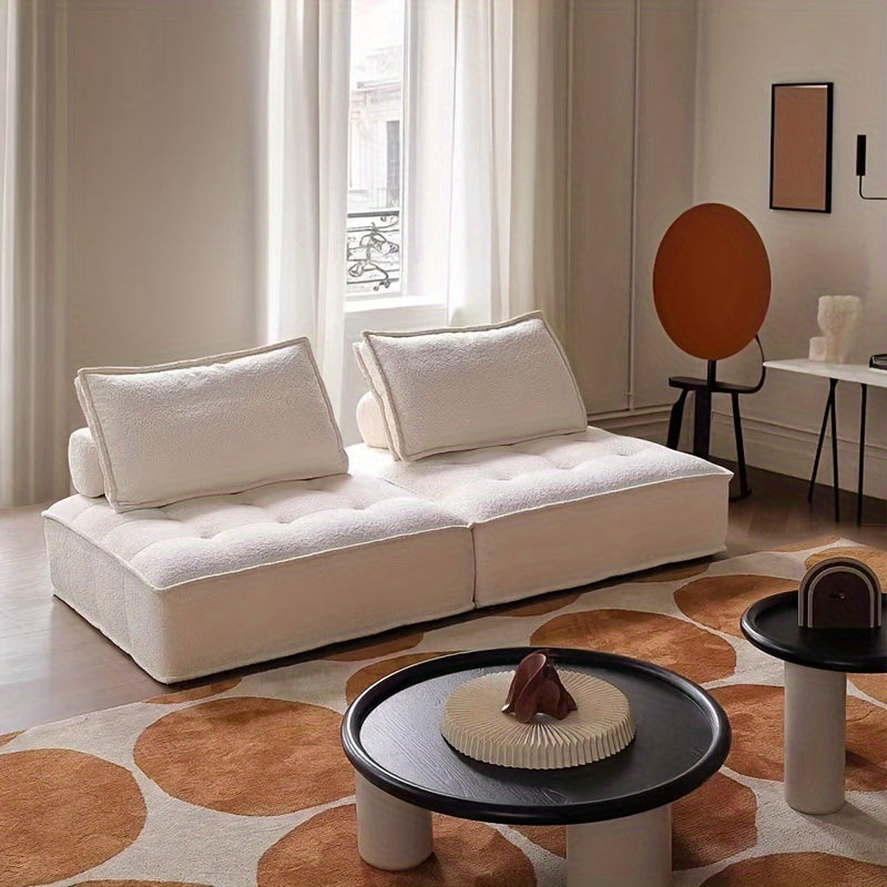 Elegant Memory Foam Lounge Chair – Versatile Indoor Futon with Cushioned Backrest, Perfect for Relaxing and Socializing, Non-Wood Material, White Fabric Sofa for Multiple Seating, Living Room Furniture | Elegant Furniture | Memory Foam Chair, Lounger Cha