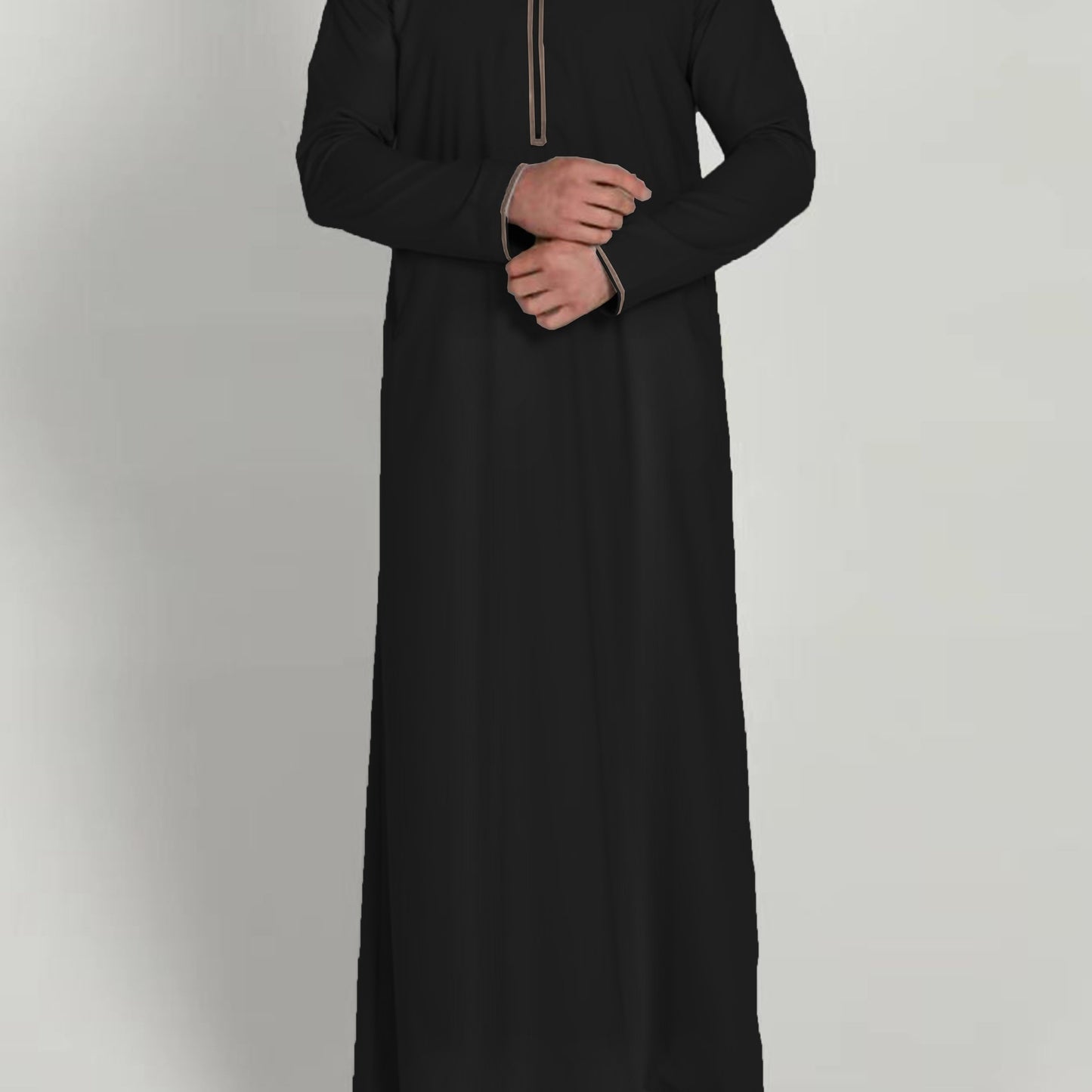 Eid Al-Adha Men's Ethnic Long Sleeve kandura, Arabic Long Gown Thobe For Men