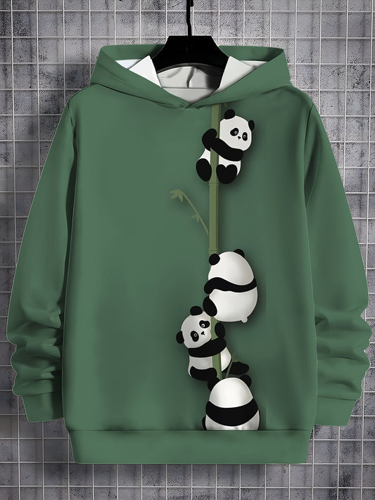 Cute Panda Hoodie - Bamboo Print Pullover Sweatshirt, Soft Hooded Sweater for Everyday & Halloween Outfits, Cozy Fall Winter Clothing for Toddler & Young Ones (Easy Care Parent-Friendly), Panda Clothes, Casual Wear, Playful Design, Medium Elasticity Fabr
