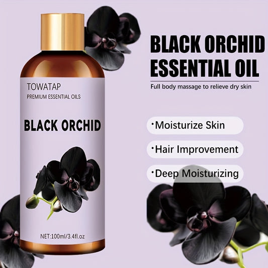 100ml/3.4fl.oz Black Orchid Premium Essential Oil, Natural Moisturizing, Face Body Hair Care Oil, Unisex, for All Light Beige Types, for Diffusers, Humidifiers, Soap Making, Showers, Long Lasting Fragrance, Massage Oil