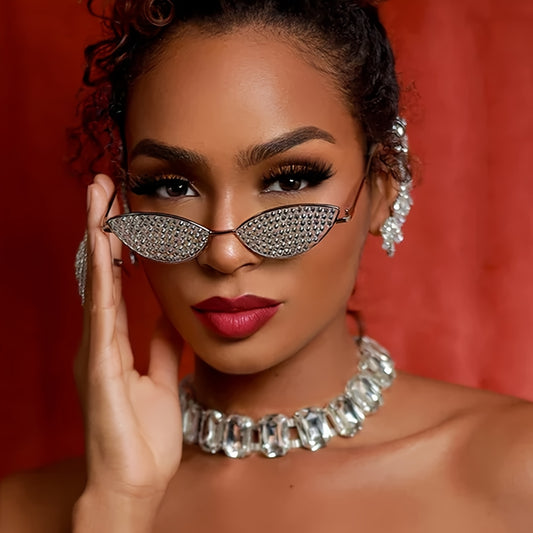 1pc GUVIVI -Adorned Glasses for Men & Women - Small Frame Full-Rim Sparkling Eyewear with, Unisex Party Wedding Prom Accessories, Birthday/Christmas/Halloween Gift (-Encrusted Frame, No)