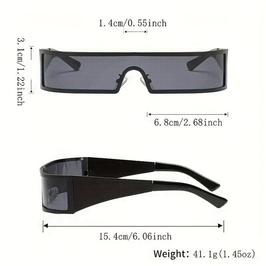 2pcs New Women's Metal Y2K Wrap-around Frame Glasses, Cyberpunk Style Couple Future Fashion Eyewear and Holiday Accessories, Couple Matching Accessories, Fashion Accessory, Metal Frame Eyewear, Decorative Glasses, Geometric Frames, Metal Construction, Ha