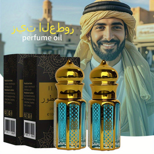 Men's Arabic Perfume Oil - Alcohol-Free Long-Lasting Sandalwood & Oud Scent, Middle Eastern Style Blue & Golden Scented Cologne, Portable Stick for Daily Use & Parties, Arabic Fragrance for Men (No Alcohol, 5-15% Concentration), Fragrance For Women, Men