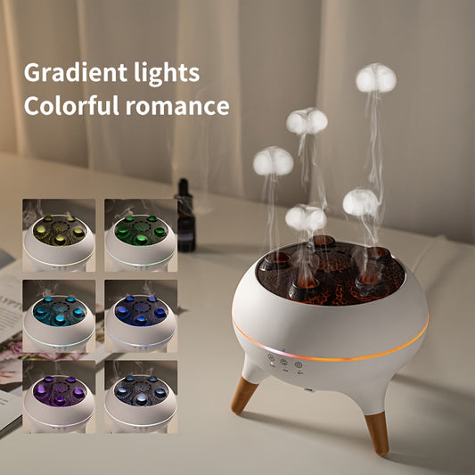 Jellyfish-Shaped Soundwave technology Diffuser & Humidifier with Color-Changing Lights, Remote Control, 250ml Large Tank, Auto Shut-Off, Quiet Operation for Home/Office - Aroma Diffuser, Top-Fill Water Tank (Compatible with Smartphones//, Humidifier With