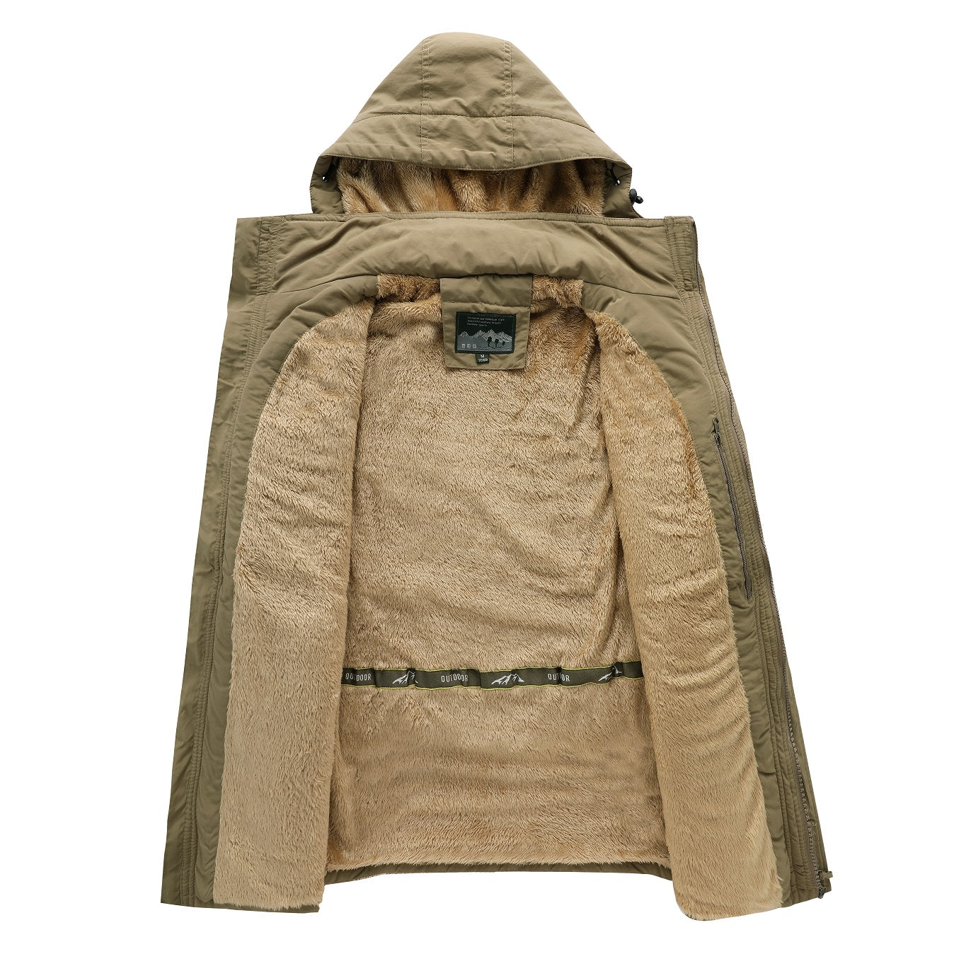 WarmthMax Cargo Jacket for Men - Fleece Lined, Removable Hood, Military Style, Water Resistant, Breathable, and Adjustable Fit for Outdoor Activities