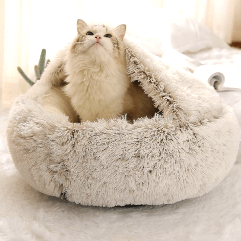 Warm Winter Lodge-Style: Plush 2-in-1 Cat Nest & Bed for Cozy Comfort