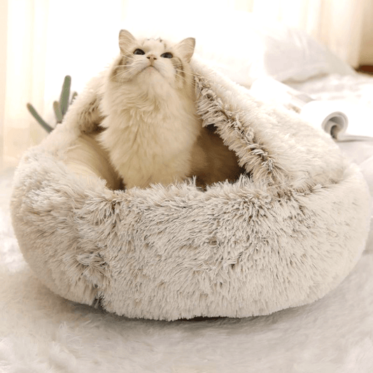 Warm Winter Lodge-Style: Plush 2-in-1 Cat Nest & Bed for Cozy Comfort