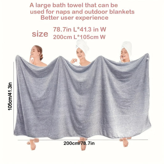 Extra Large 200*105cm Starry Sky Fine Stripe Bath Towel Coral Fleece 78.7*41.3inch Soft Absorbent Quick-Drying Non-Shedding Refreshing Durable Ideally Suitable for Home Beach Outdoor Perfect Holiday Gift, Quick Dry Beach Towel, Bath Towels High Quality,