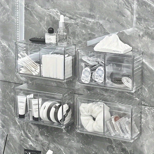1pc cosmetic storage box, bathroom wall cosmetic  storage box, wall-mounted storage box, acrylic  swab box, bathroom hairpin rack, cosmetic storage box.
