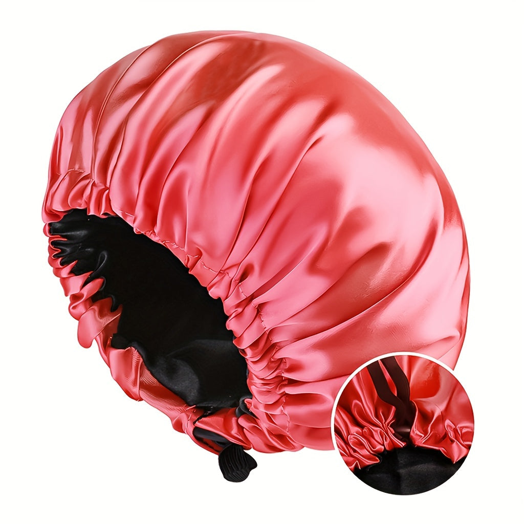 [Satin Sleep Bonnet] Double Layer Satin Bonnet For Sleeping - Adjustable Bonnet For Curly Hair - Large Satin Lined Sleep Cap For Women