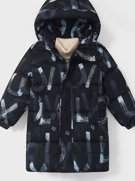 New Mid-Length Lettered Coat for Boys And Girls, Suitable for Autumn And Winter, Designed for Toddlers And .