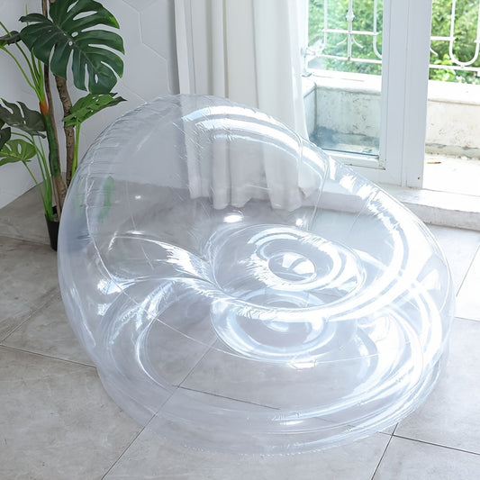Extra Large Inflatable Sofa with Clear PVC Cover - Heavy-Duty PVC Frame & Air-Fillable Lounge Chair, Space-Saving Modern Design for Small Spaces, Apartments, Dorms - Easy Setup & Sturdy Structure, Photo Shoots, Lounging, - Contemporary Transparent Inflat
