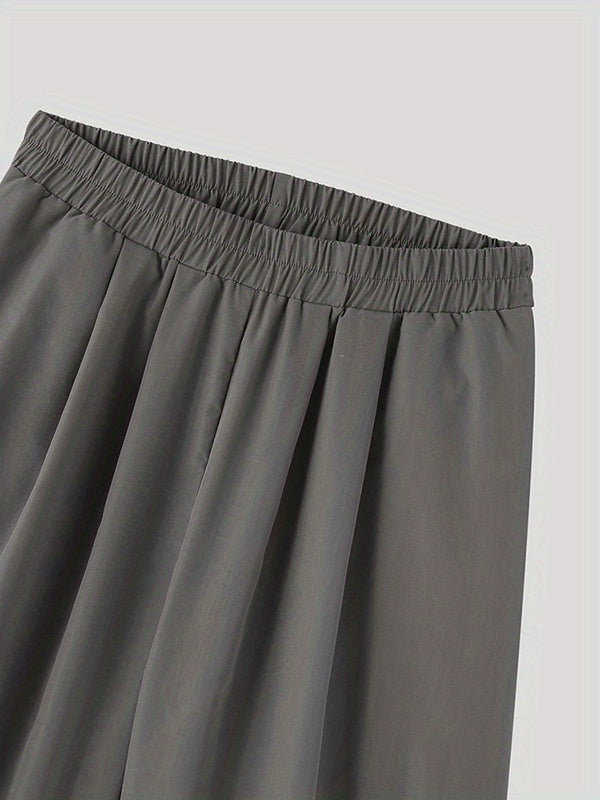 Regular Loose Fit Wide Leg Culottes - Comfortable Non-Stretch Polyester Pants for Men - Perfect for Spring and Fall Casual Wear