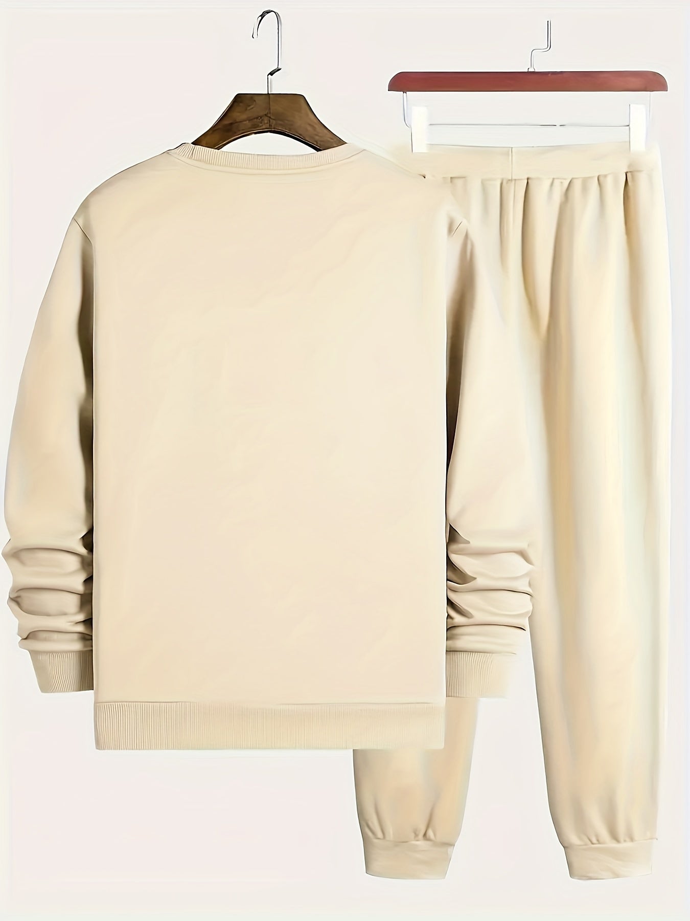 2-Piece NO DAYS OFF Outfit for Men: Crew Neck Long Sleeve Pullover Sweatshirt and Drawstring Sweatpants Joggers Set for Spring Fall