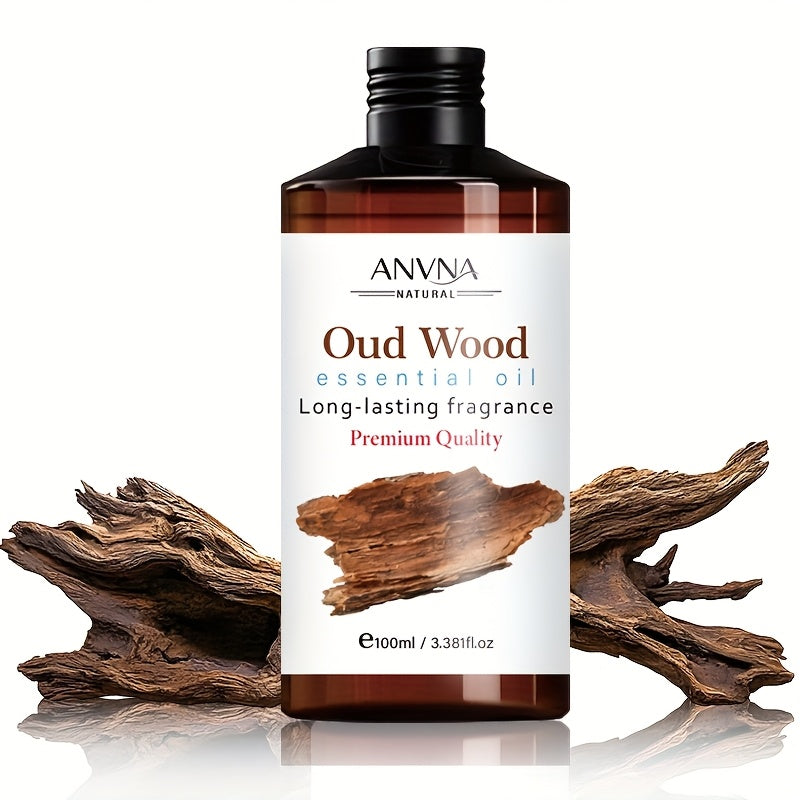 ANVNA Premium Oud Wood Essential Oil - Long-Lasting Fragrance, Hypoallergenic, Moisturizing & Smoothing for Hair, Light Beige, Massage, DIY Perfume, Suitable for Men & Women, Office, Bedroom, Hotel Use, Fragrance Perfume, Bedroom Fragrance, Elegant Bottl