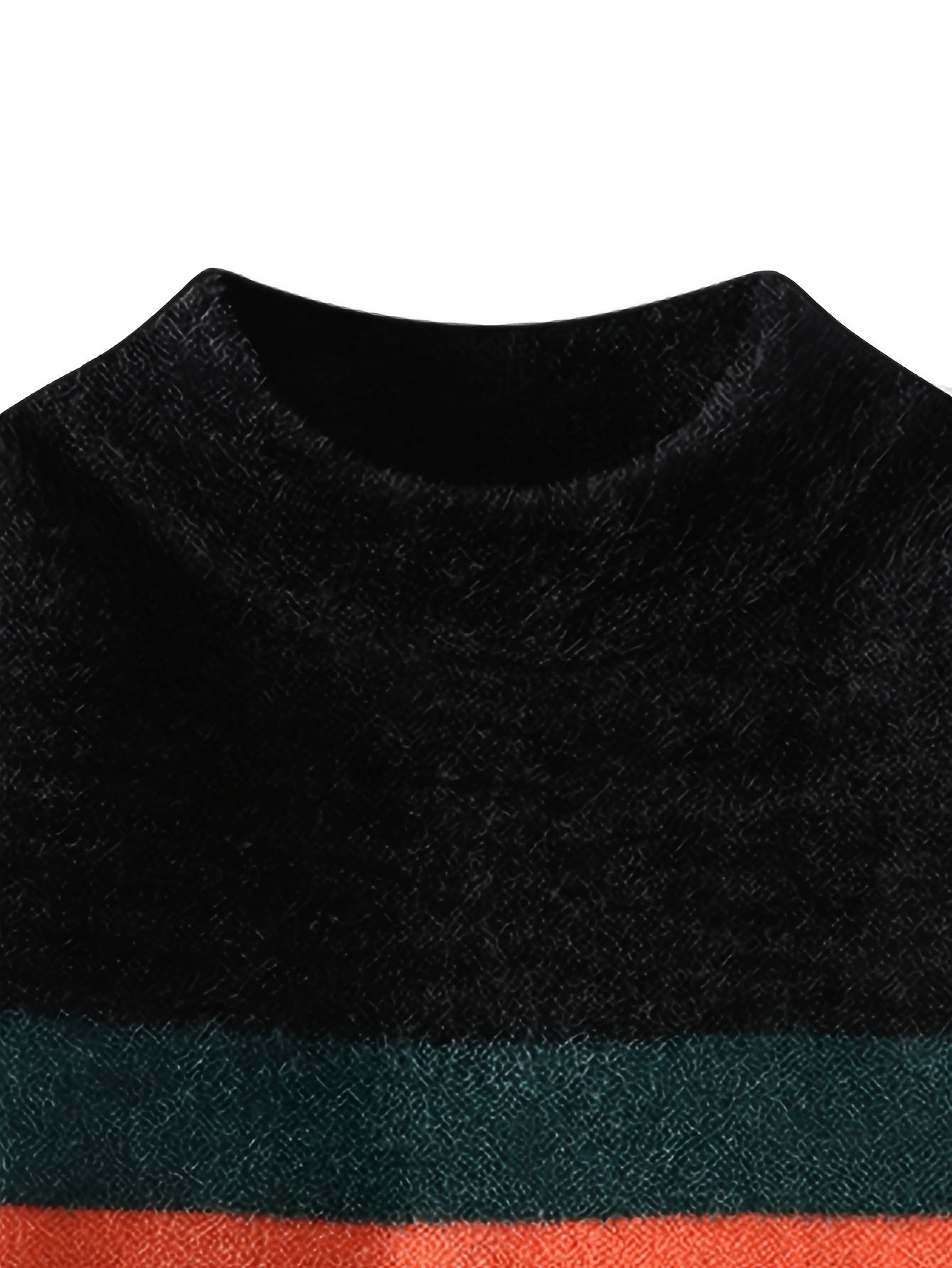 Men'S Casual Crew Neck Sweater - Warm Long Sleeve Pullover with Bold "GUY" Letter Print, & Orange Color Block Design, Regular Fit for Fall/Winter, Knit