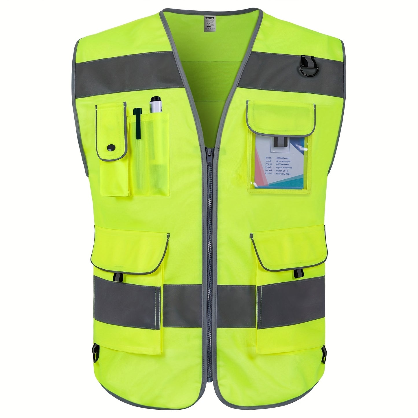 High Visibility Safety Vest with 9 Pockets for Men and Women - Premium 120g Fabric with Reinforced Sewing - Ideal for Construction, Surveyors, Drivers, and Warehouse Workers - Meets ANSI/ISEA Standards - Yellow