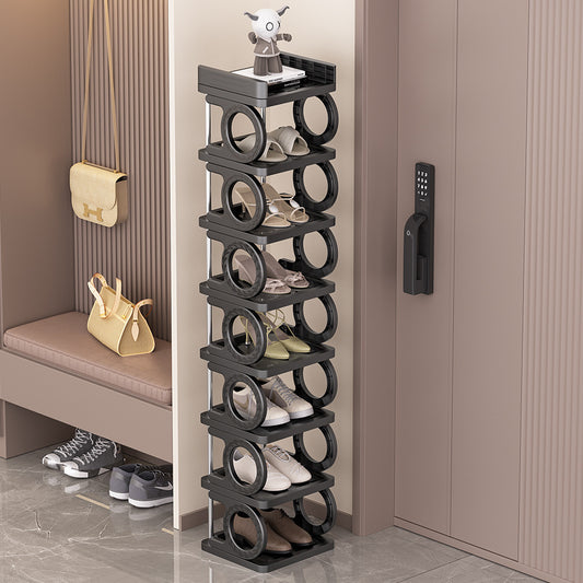 8-Tier Metal Shoe Rack Organizer - Space-Saving Narrow Entryway Storage with Durable Plastic Shelves, 10kg Capacity, No Assembly Required for Home, Dorm, Small Spaces, Shoe Storage Organizer, Dorm Room Organizer, Modern Shoe Rack, Sturdy Construction