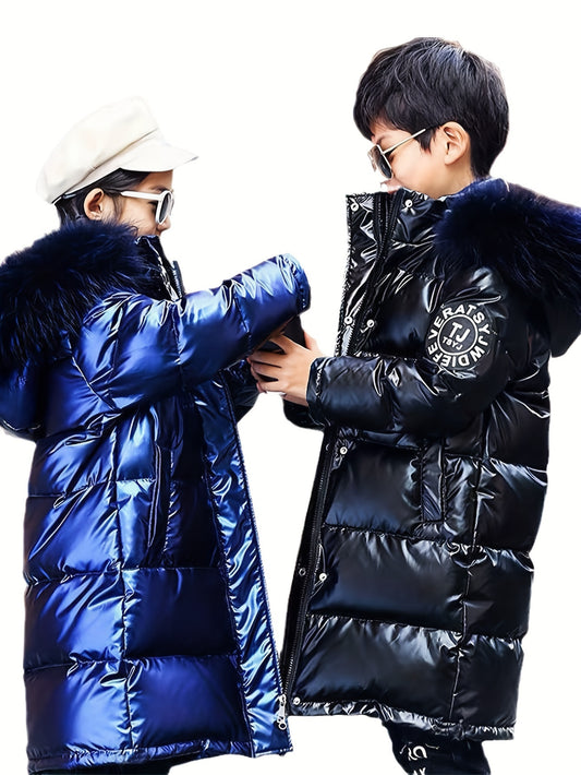 Boy'S Versatile Hooded Coat with Handy Pockets, Regular Fit, Comfy Warm Outerwear for Autumn And Winter, Thick
