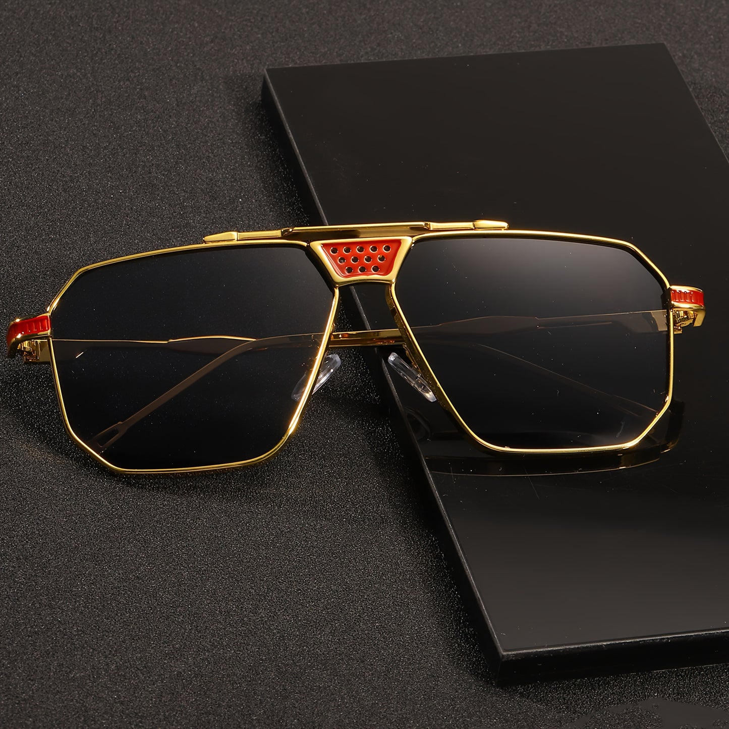 LANTEEM 1 New Model Unisex Large Square Frame Glasses with a Lacquer Finish, Featuring Stylish Design, Metal Hinges, And Decorative Lenses. Perfect for Both Casual And Formal Occasions, These Elegant Accessories Are Crafted with High-Quality Materials An