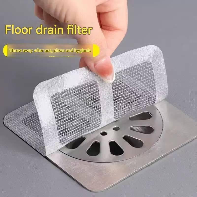 30 Pack Self-Adhesive Drain Cover Stickers - Anti-Clog Bathtub, Shower, Sink & Floor Drain with Fine Mesh Grid, Hair Catcher for Bathtub/Shower/Kitchen Sink, No Tools/Drill Installation, Plastic Drain Plug (30 Squares, Fits