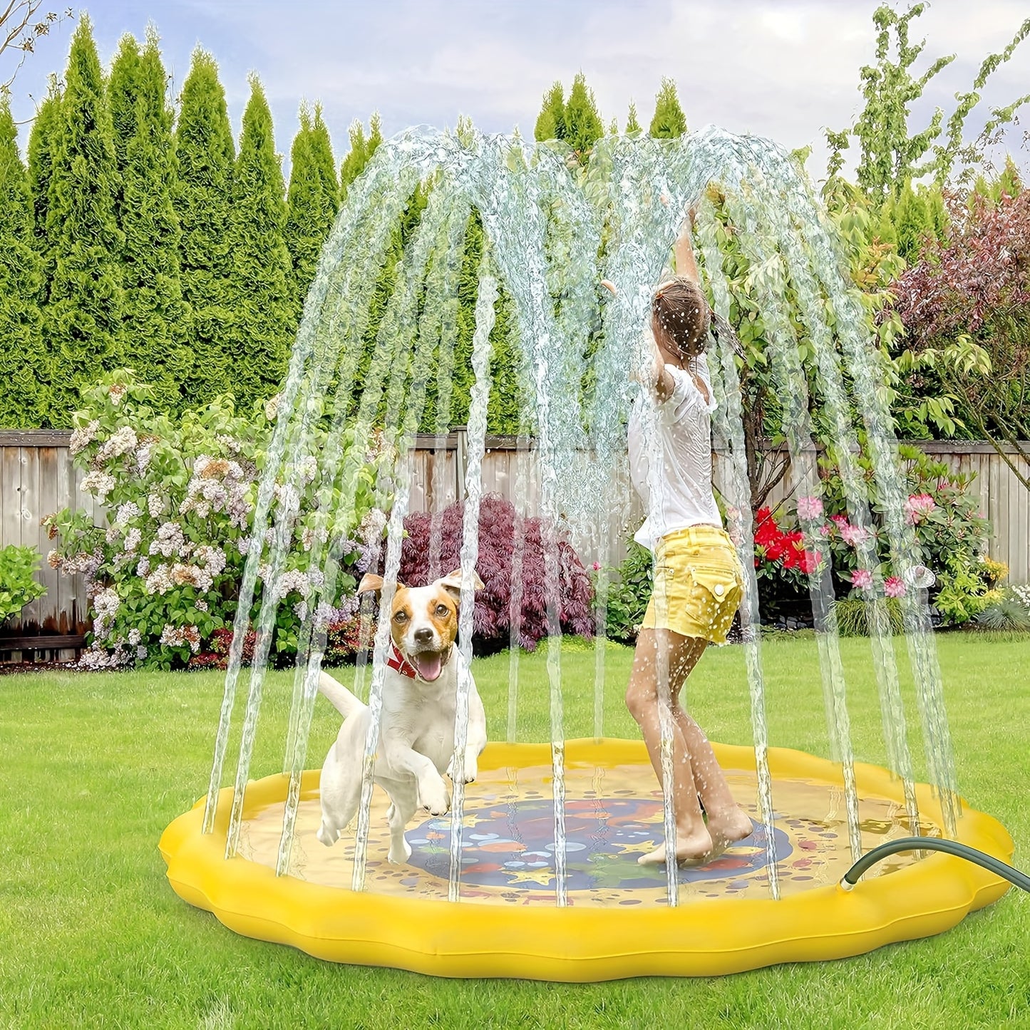 Water Sprinkler Splashpad for Youngsters Play Mat Outdoor Water Summer Toys Inflatable Youngsters Pool for Boys Girls Outdoor Pool Toy with Beach Balls for Age 3 4 5 6 7 8 9 10