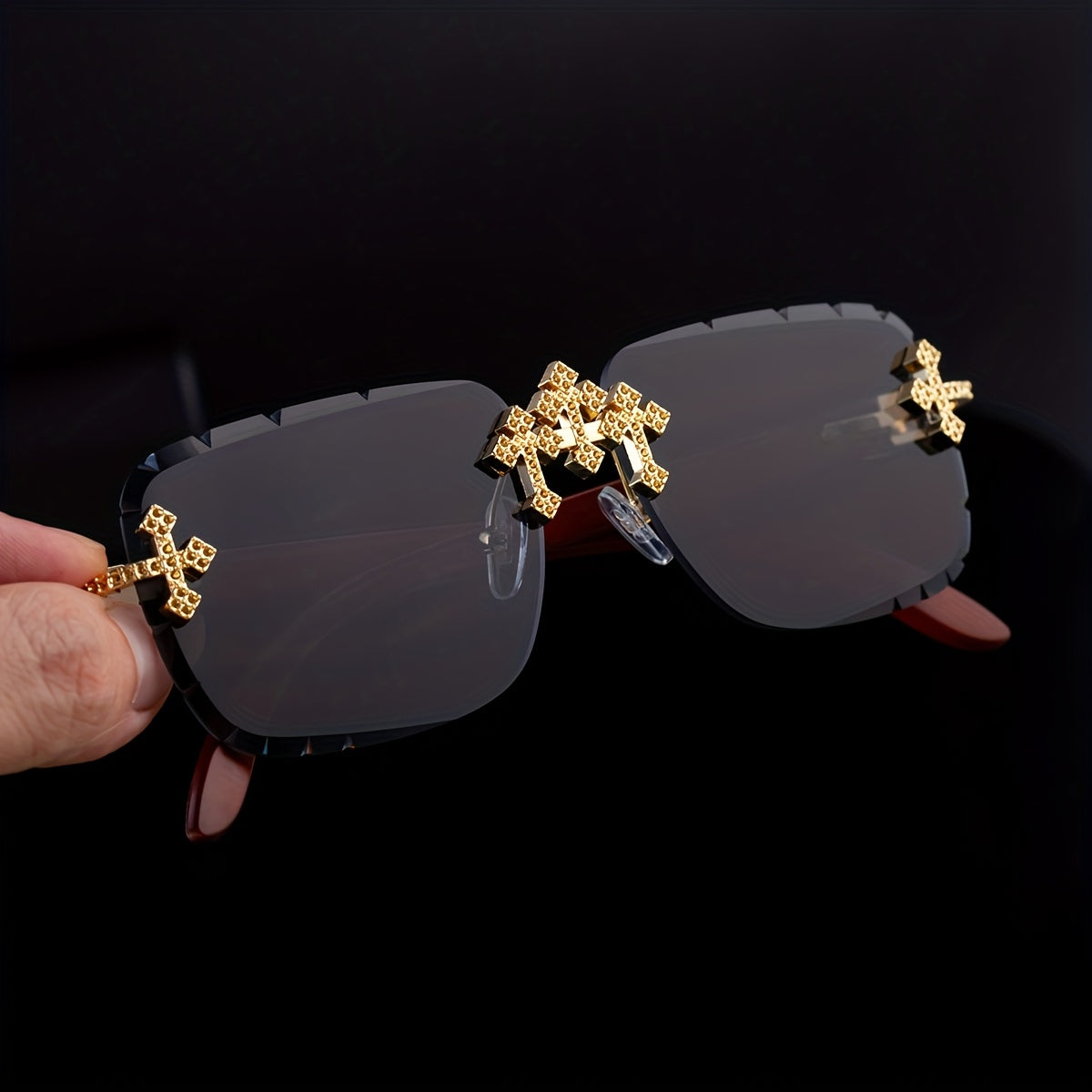 1pc Men's Rimless Square Fashion Glasses - Stylish Trendy Vintage Design Luxury Retro Glasses for Men, Perfect for Daily Routine, Ideal Gift Choice