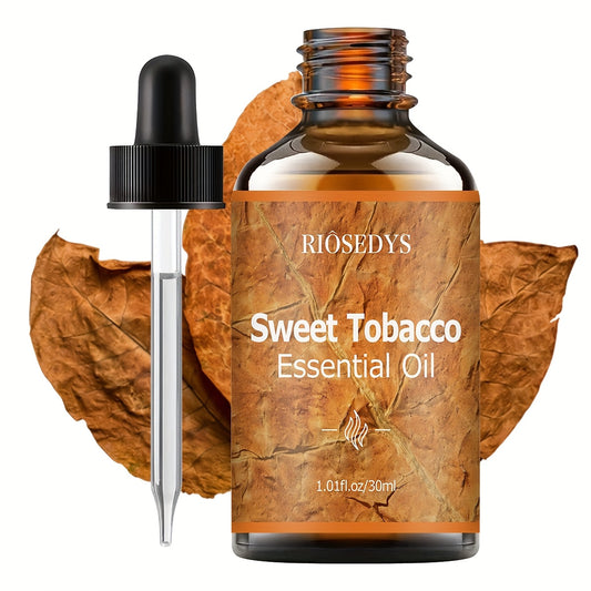 RIÔSEDYS Sweet Tobacco Essential Oil - 1.1fl.oz/30ml, Alcohol-Free, Warm Caramel & Vanilla Scent, Non-Greasy Light Beige Oil for Diffusers, Humidifiers, Skincare & Home Fragrance, Diffuser Oil, Elegant Label Design, Natural Fragrance Oil