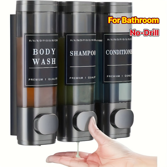3-in-1 Shower Organizer - No-Drill Installation, Space-Saving Bathroom Storage, Large Capacity Shampoo/Conditioner/Body Wash Dispenser with Modern Design - Phthalate-Free & Leak-Proof for Home, Hotel, Salon - Bathroom Organizer, Shower Accessories
