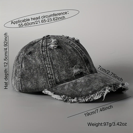 1pc Vintage Washed Grey Baseball Cap - Distressed Korean Style Duckbill Hat for Men & Women, Large Head Size, All-Season Sun Protection, Soft Non-Stretch Fabric, Casual Unisex Hat, Outdoor Headwear, Retro Fashion, Comfortable Fit, Streetwear Lovers