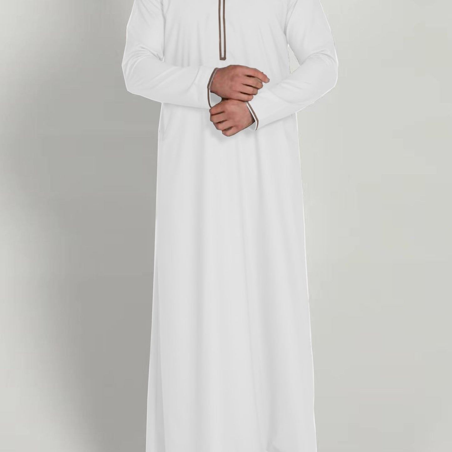 Eid Al-Adha Men's Ethnic Long Sleeve kandura, Arabic Long Gown Thobe For Men