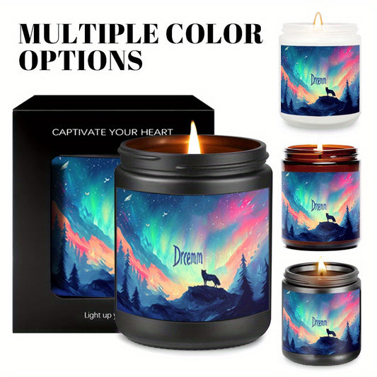 1pc Aurora Borealis Scented Candle in - Northern Color-Changing Glow, Soy Wax Long-Burning (8-12hr) with Aurora Borealis Dye, Night Light for Adults, Christmas Gifts, Winter Home Decor, Northern Experience in a