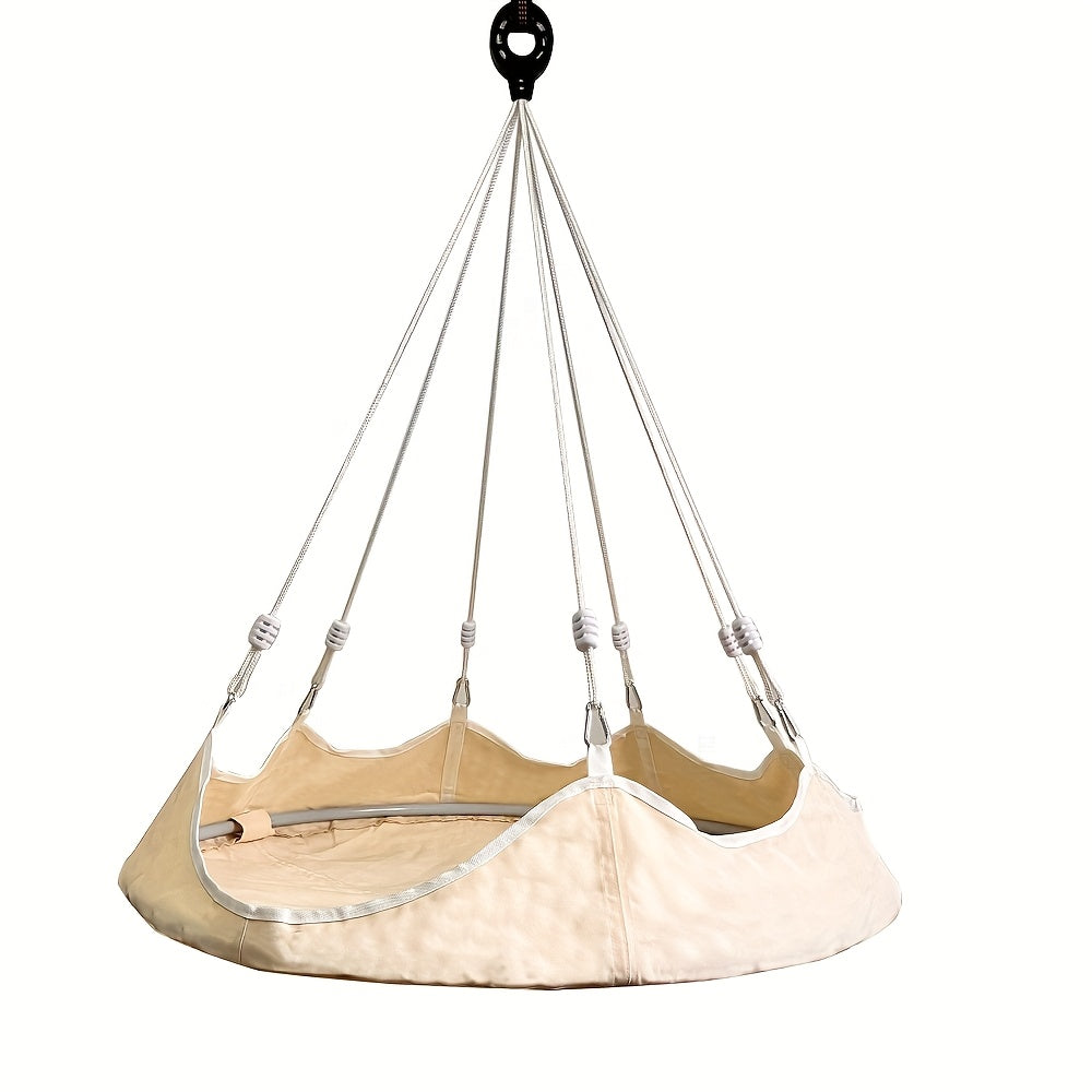 Durable Oxford Fabric Hammock Chair with High-Strength Steel Frame - Round Swing Bed for Indoor/Outdoor Use, Perfect for Patio, Garden, and Camping, White, Hammock Swing Chair, Garden Relaxation, Modern Hammock, Hammock For Bedroom, Hanging Chair