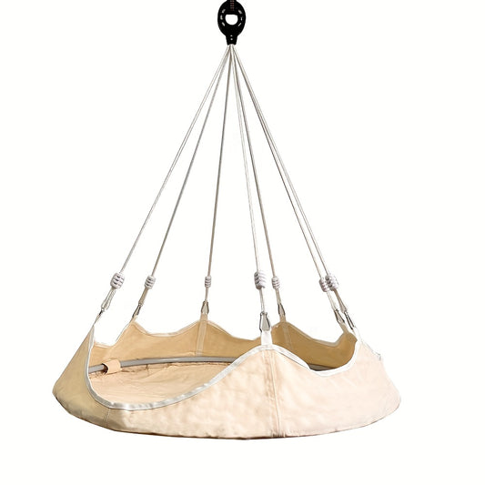 Durable Oxford Fabric Hammock Chair with High-Strength Steel Frame - Round Swing Bed for Indoor/Outdoor Use, Perfect for Patio, Garden, and Camping, White, Hammock Swing Chair, Garden Relaxation, Modern Hammock, Hammock For Bedroom, Hanging Chair