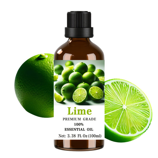 3.38fl.oz 100% Pure Lime Essential Oil - Premium Grade Moisturizing Oil for Nail, Hair & Light Beige Care, Massage, Diffusers, Humidifiers, Meditation - Refreshing Citrus Scent for Men & Women, All Light Beige Types, Natural Fragrance, Elegant Design, Na