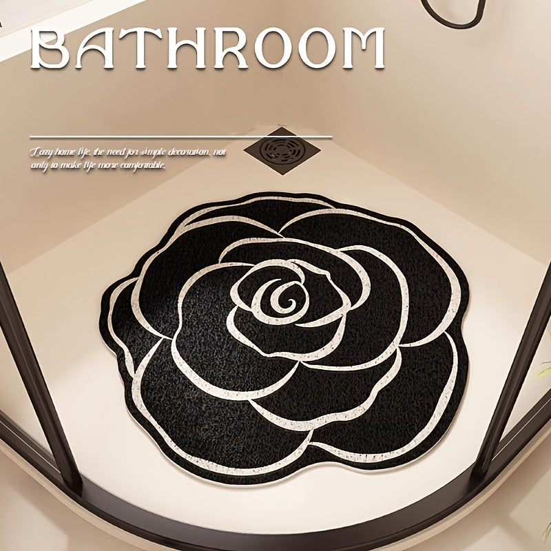 Non-Slip Bath Mat with Unique Floral Design - Durable PVC Shower, Soft Plush Texture, Easy to Clean, Modern Bathroom Decor for Home Safety, Bathroom