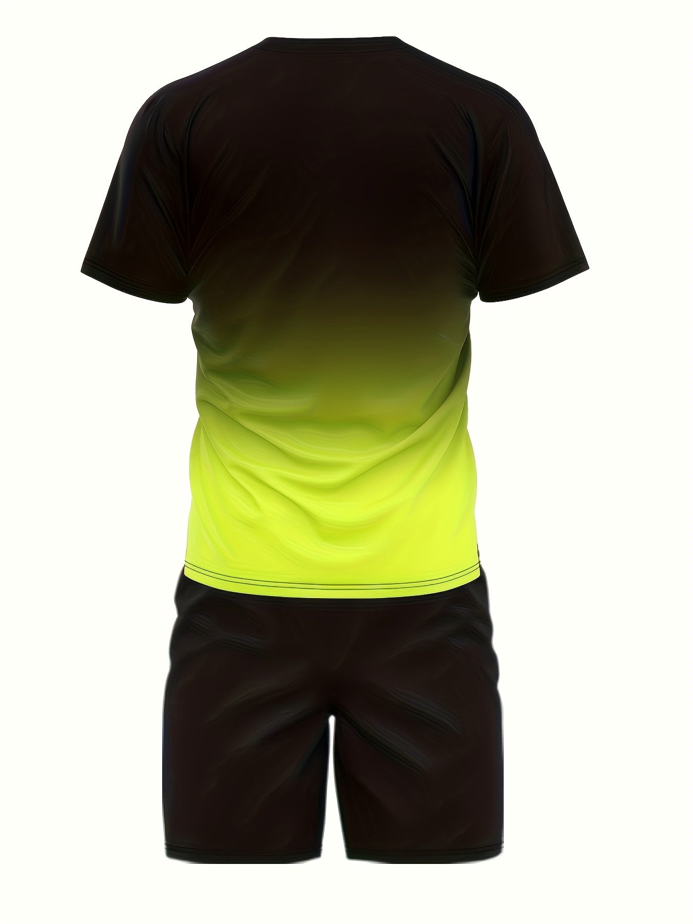 Ombre 2Pcs Trendy Outfits For Men, Casual Crew Neck Short Sleeve T-shirt And Drawstring Shorts Set For Summer, Men's Clothing Vacation Workout