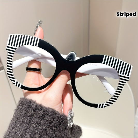 Fashionable Striped Frame Men'S and Women'S Flat Glasses
