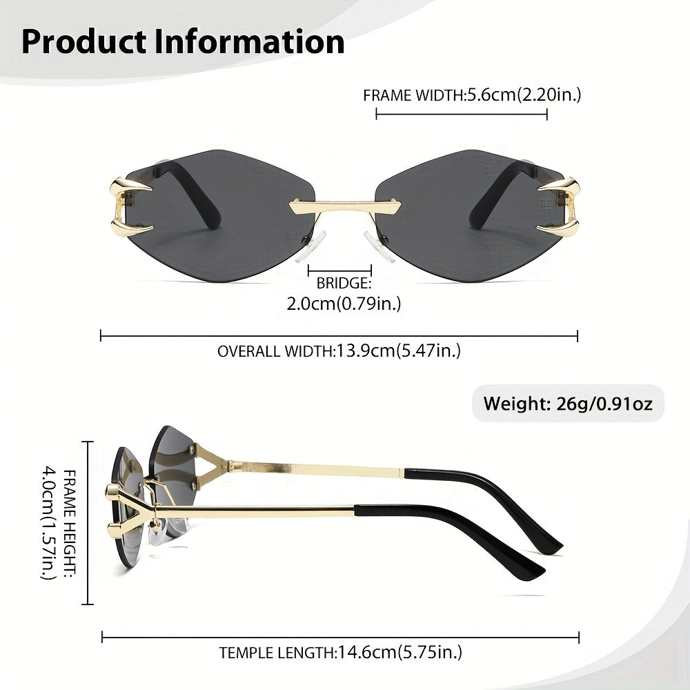 2pcs Classic Fashion Minimalist Rimless Glasses - Black & Golden Frame, Purple Lenses, Ideal for Photography Props & Birthday Gifts, Stylish Accessory for Men, Stylish Accessory | Minimalist Design | Durable Eyewear