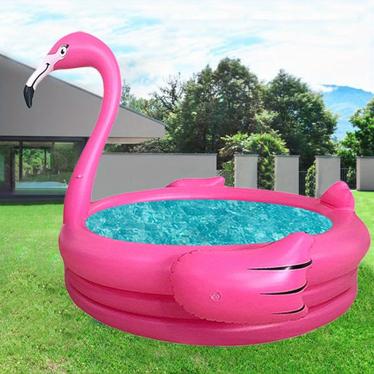 Inflatable Swimming Pool with Red Stork Design - Durable PVC, 3-Layer Construction, No Electricity Needed, Portable for Backyard, Party, Weddings & Summer Fun (1-3 People), Inflatable Pool Float, Wedding Decoration, Playful Design, Sturdy Support