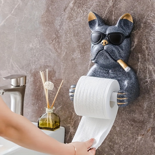 Fashion Glasses Dog Tissue Holder, Cute and Practical Life Embellishment, Inspired by Cool Fashion Glasses Dog Design, Suitable for Bathroom, Kitchen, Bedroom, Office and Other 10 Scenes Home Decor and Healing Ornaments
