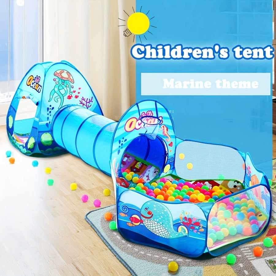 Blue Ocean 3pcs Set of Ball Pool, Suitable for Indoor And Outdoor Game Tent, Themed Game House, Suitable for Boys And Girls, with Storage Bag, Best Birthday Holiday Gift
