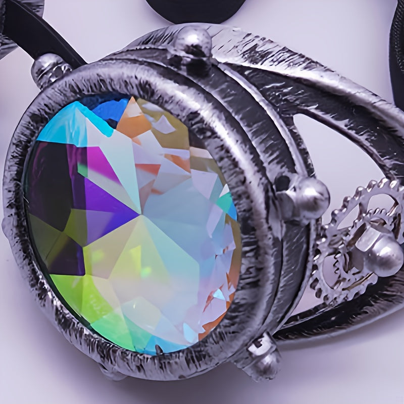 Steampunk Retro Goggles with kaleidoscope lenses - Adjustable Vintage Pilot Style Accessory for Cosplay, Themed Parties, and Unique Gifts