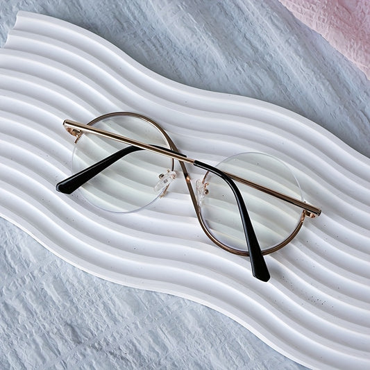 Unisex Round Glasses - Minimalist Fashion Eyewear with Smooth Edges, Lightweight Metal Frame, Non- Glasses for Everyday & Formal Wear, Modern Aesthetic For Men & Women, Stylish Frames, Durable Construction, Statement Piece, Trendy Frames