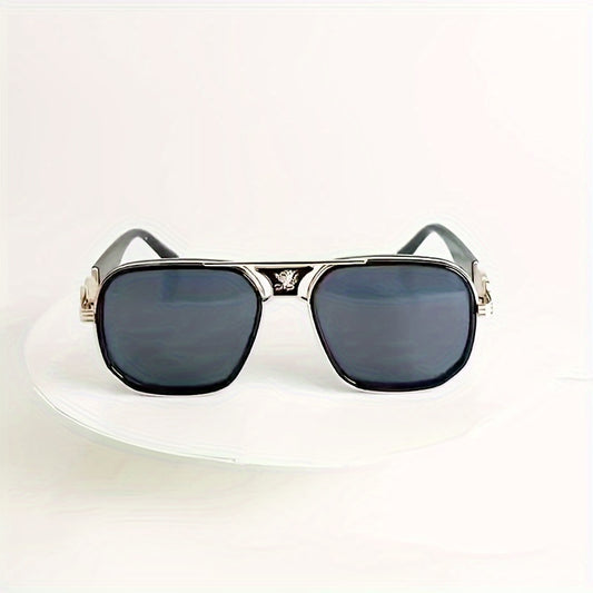 Men'S Fashion Square Glasses, Elegant Lens, Unique Temple Design, Casual Style, Washable & Dry Clean, for, Parties, Driving, Accessory for Photography, PC Frame, Copper Alloy, Full Frame, Normal Size (132-138 Mm), Includes Case